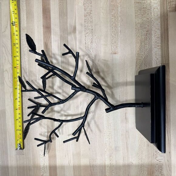 Black Metal Jewelry Tree Organizer – Branch & Leaf Design, 12x11” - Picture 5 of 5